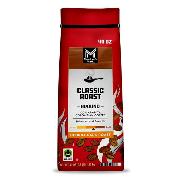 Member's Mark Colombian Classic Medium-Dark Roast Ground Coffee, 40 oz.