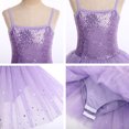 thumbnail image 5 of FYMNSI Little Girls Skirted Leotard Sparkly Sequin Camisole Ballet Tutu Dress Ballerina Dress Up Dance Outfit Gymnastics Costume for Kids Dancewear Stage Performance 5-6 Years Purple, 5 of 10