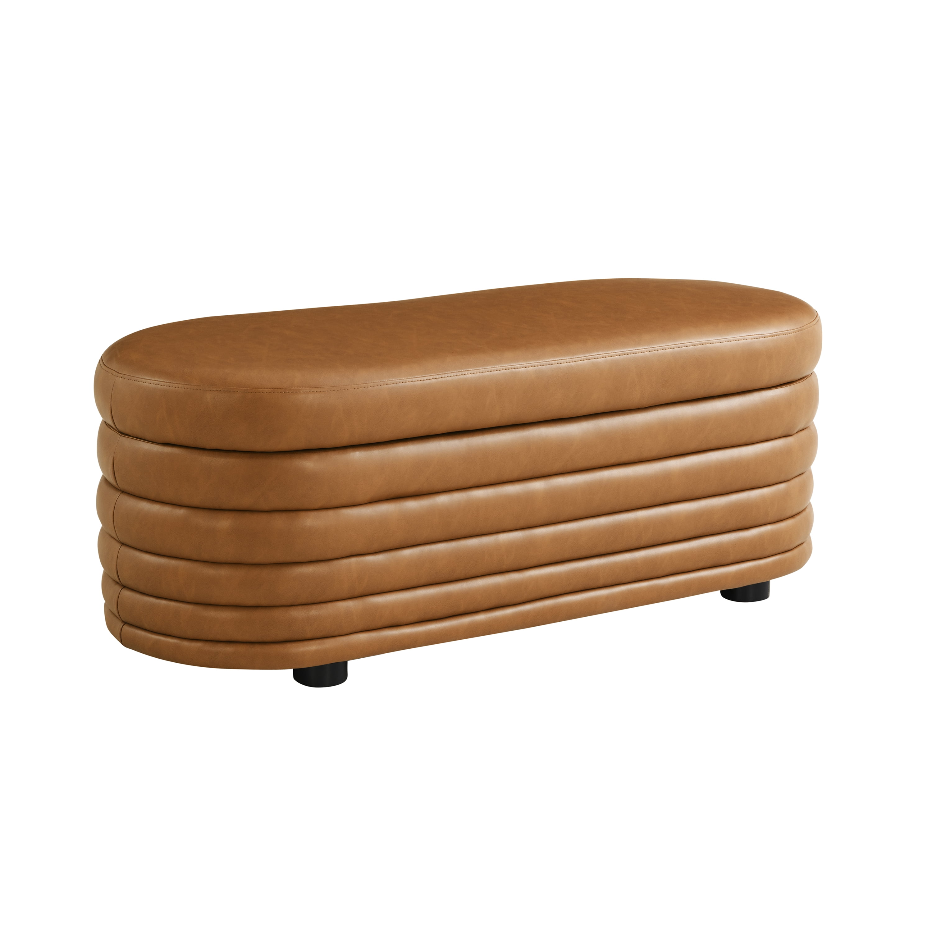 Studio Living Livingston Modern Storage Ottoman, Carmel Faux Leather