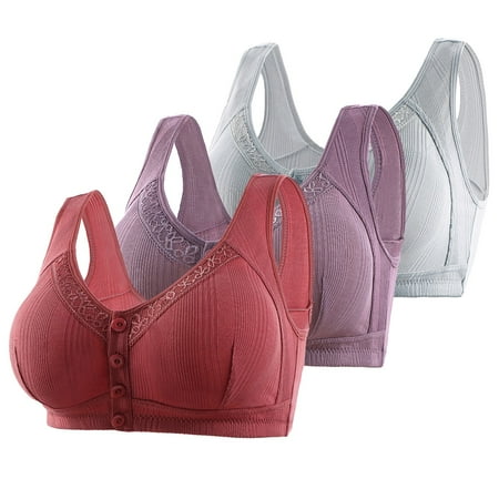 Viikei Women s Plunge Bra Deep Neckline Casual Front Button Shaping Cup Shoulder Strap Bra Plus Size Extra-Elastic Wirefree Silver 40