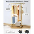 thumbnail image 6 of Clothes Rack Hanging Clothes Rolling & Extending Clothing Rack Wheels Garment Coat Rack Freestanding Portable Closet Organizers Storage Laundry Room Bedroom Gold, 6 of 8