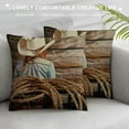 thumbnail image 3 of PHYHOO Throw Pillow Cushion Cover , Hat Traditional Ranching Robe on Wooden Ground Photo, Zippered Double-Side Digital Print Decor,Beige Brown White, 3 of 5