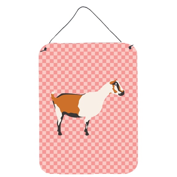 Carolines Treasures BB7880DS1216 Alpine Goat Pink Check Wall or Door Hanging Prints