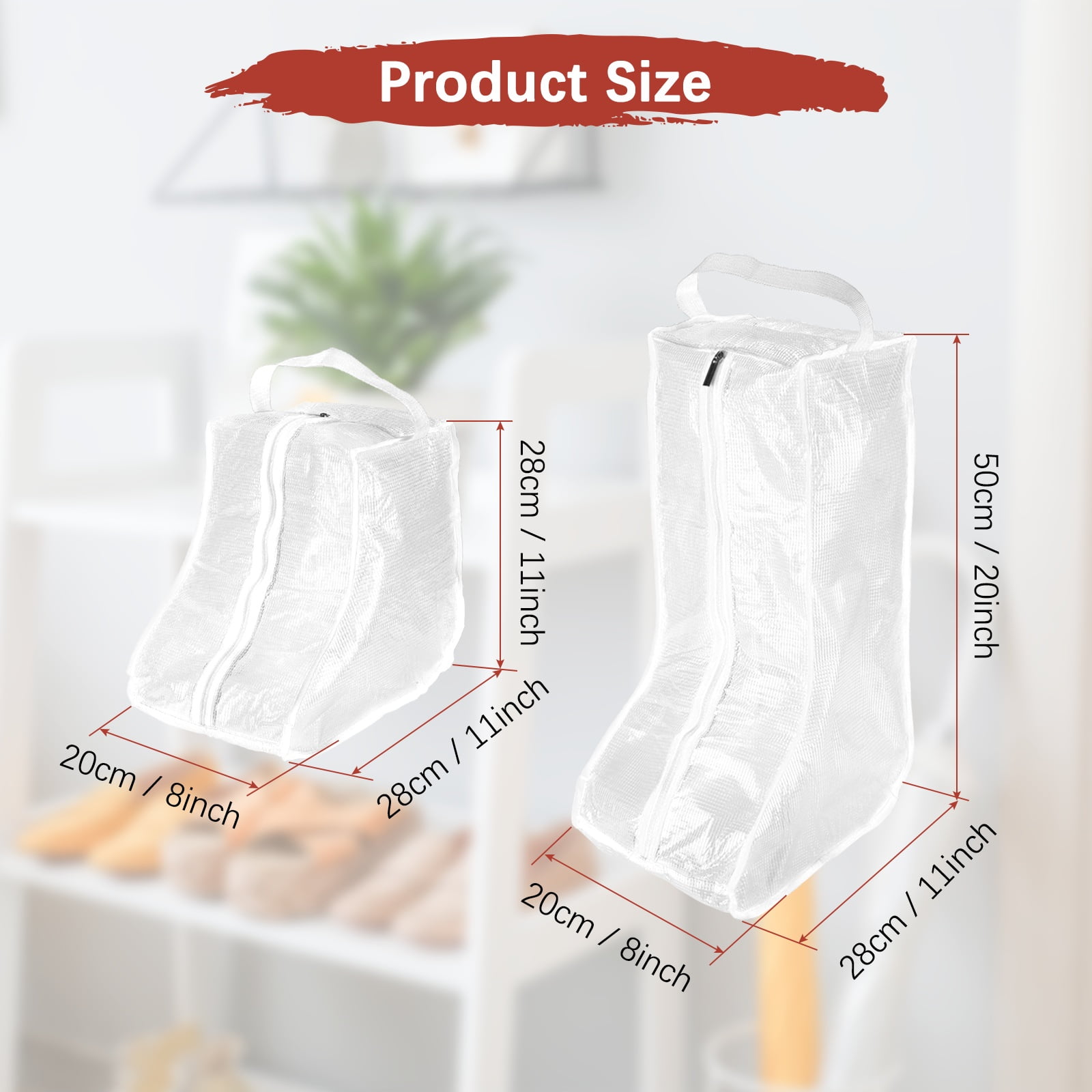 Uxcell Boot Storage Bags [4-Pack] - Portable Tall Short Boot Carry Bags for Travel & Daily Use - [White]