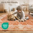 thumbnail image 4 of ODIKA Shaped Vintage Border Scroll Round Entry Distressed Boho Solid Pet Friendly & Kids Safe for Bedroom, Bedside, Nursery, 4 of 7