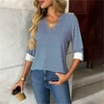 thumbnail image 2 of Ashirexll Winter Tops for Long Sleeve Shirts for Fashion Print V-Neck Button Down Casual Loose Fitting Blouse Top, 2 of 7
