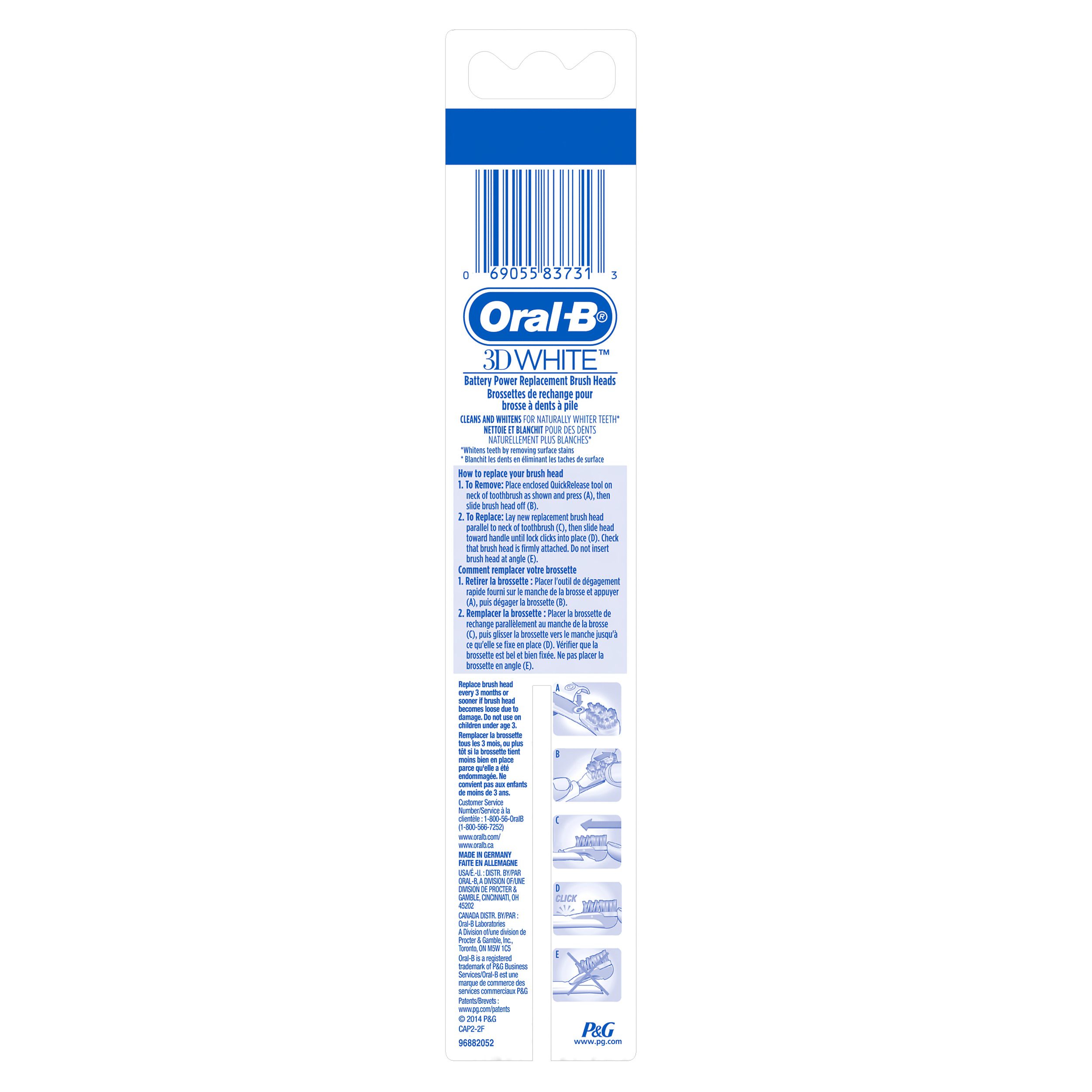 Oral-B 3D White Battery Electric Toothbrush, White, 2 Ct - image 7 of 7