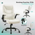 thumbnail image 5 of JONPONY Big and Tall Office Chair Wide Seat Ergonomic Computer Desk Chair High Back Executive Leather Chair Adjustable Task Chair Lumbar Back Support 8 Hours Heavy Duty Design,Beige, 5 of 14