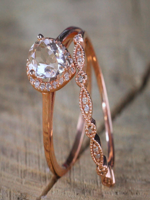 Morganite Engagement Ring 3 Stone Trillion White Sapphires | Morganite  engagement ring vintage, Morganite engagement ring, Vintage engagement rings