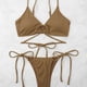 thumbnail image 4 of Soidarity Conjunto de bikinis sexy Traje de baño de piezas con correa enlazada linda Traje de baño amigable con la piel Ropa de playa liviana Traje de baño Color café METRO Soidarity OD031957-02, 4 of 6