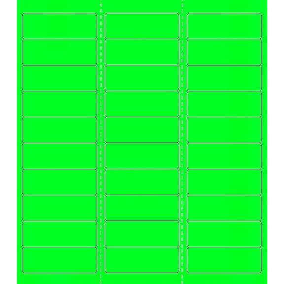 Laser Format Piggyback Labels, Bright Green, 2-5/8" x 1", 30-Up on 8.5" x 11" with Perfed Columns - 100 Sheets (3,000 Labels)