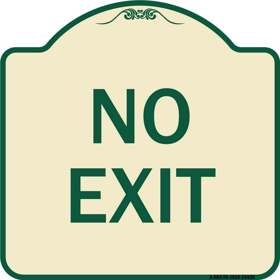 SignMission Designer Series Sign - Parking Lot Sign No Exit | Tan & Green 18" X 18" Heavy-Gauge Aluminum Architectural Sign | Protect Your Business & Municipality | Made in the USA