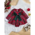 thumbnail image 2 of xiaxaixu Barboteuse de Noël pour Bébé Filles Robe à Carreaux Manches Longues Col Rond Combinaison avec Nœud, 2 of 8