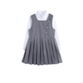 thumbnail image 6 of Likimi Children Girls Outfit Set Long Sleeve Solid Color Lapel Tops With Pleated Skirts Fashionable Clothes Set Size 3-4 Years, 6 of 7