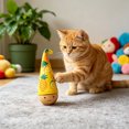thumbnail image 4 of Wooden Cat Toy — Cat-Free Self-Righting Wobble Tumbler, Silent Interactive Self-Play for Indoor Cats, No Batteries Required Yellow, Featherless, 4 of 5