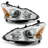 ADCARLIGHTS 2013 2014 2015 Nissan Altima Headlight Assembly Only fit 4Door Clear Lens Chrome Housing with Amber Reflector Headlamp Replacement Left and Right Pair(Does Not Fit Xenon/HID)