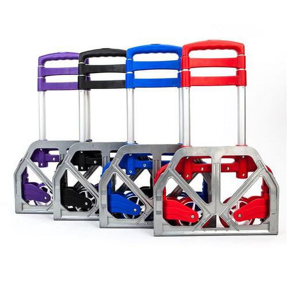 Folding Hand Truck Dolly for Moving Portable 165.35lbs Folding Dolly cart with 2 Wheels & Elastic Ropes for Luggage, Suitable for Travel Moving Shopping Office Use(Blue)