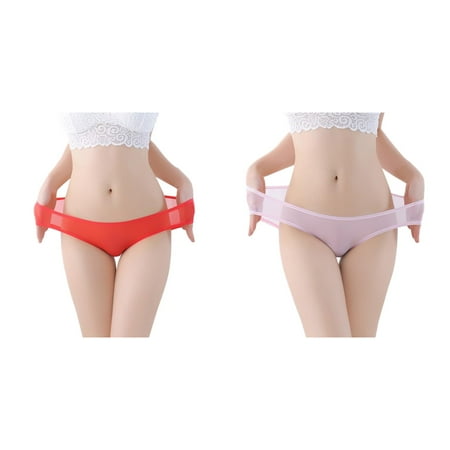 2-Pack Womens Low Waist Sheer Mesh Briefs Cute Seamless Panties For Women High Thigh Bikini Underwear for Women Womens Lace Panties Bikini Women Panties Mesh Bikini Panties Ladies Panties for Wom