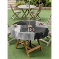thumbnail image 4 of Outdoor Tablecloth with Umbrella Hole for Patio/Picnic/Party/Camping, Black Abstract Waterproof Table Cloth Round Cover Washable, Grey Geometric Oil Painting Vintage Ombre (Dia 54"), 4 of 8