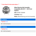 thumbnail image 2 of Wheel Bearing Hub Assembly - Compatible with 2011 - 2016 Ford Explorer 2012 2013 2014 2015, 2 of 2