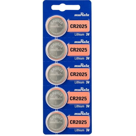 Murata CR2025 Battery 3V Lithium Coin Cell - Replaces Sony CR2025 (5 Batteries)