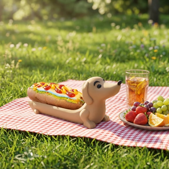 Cute Dachshund Hot Dog Tray Sausage Dog Shaped Sandwich Holder for Kitchen Party Decor, 1 Count