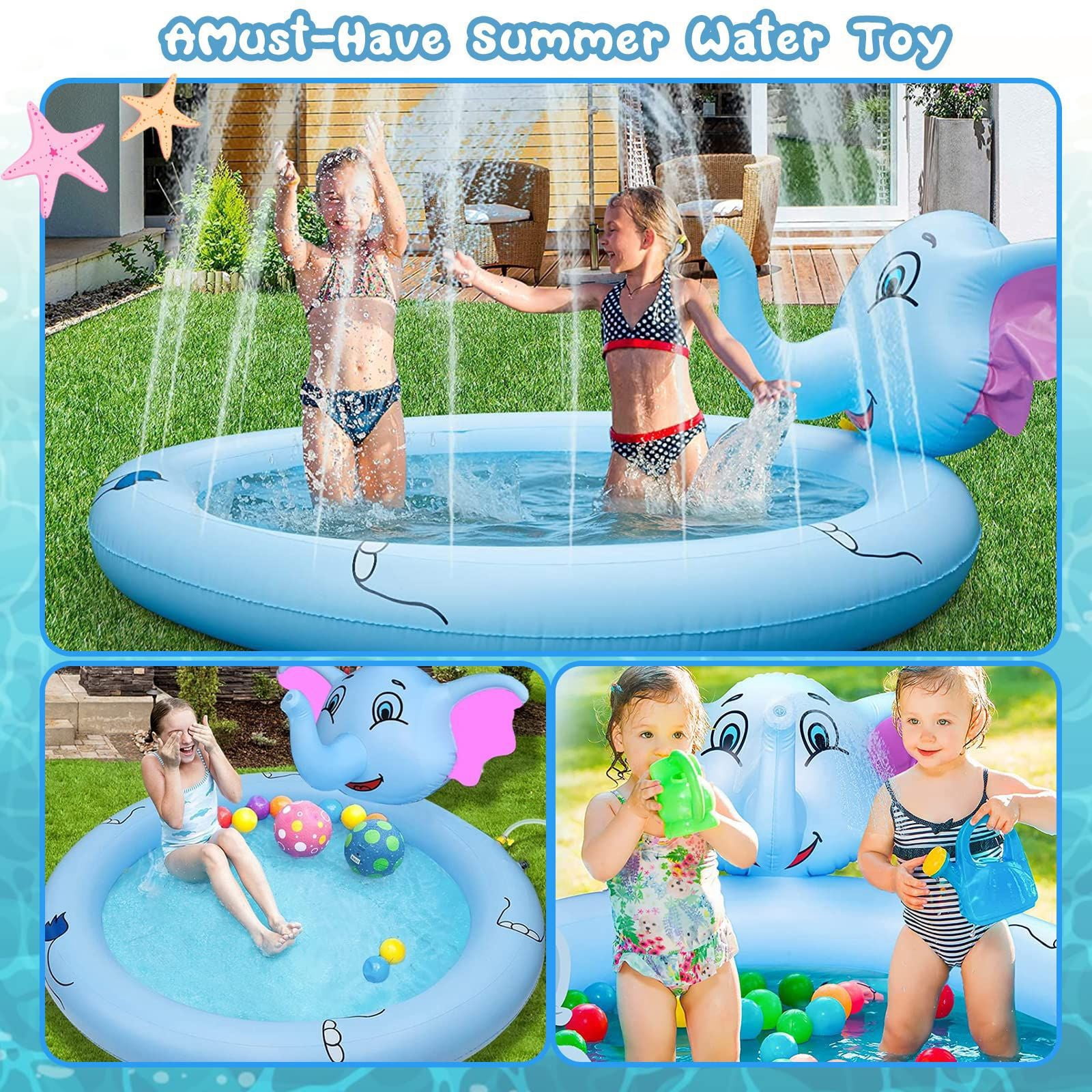 Adofi Splash Pad for Kids, 82.7" Inflatable Wading Baby Pool, Outdoor Sprinkler for Toddlers, Summer Water Toys for Boys Girls 3 6 Years, Non-slip Play Mat, Splash Pads for Toddlers Ages 1 3