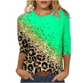 thumbnail image 2 of Hauts pour Femmes Décontractés Été Mode pour Femmes T-shirt Ample Imprimé Blouse à Manches 3/4 Col Rond Hauts Décontractés Blouses pour Femmes en Liquidation, 2 of 4