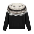 thumbnail image 7 of SETOOFF Women Geometric Pattern Crew Neck Knit Sweater Long Sleeve Color Block Printed Knitted Pullover Jumper Fall Winter Layering Top, 7 of 7