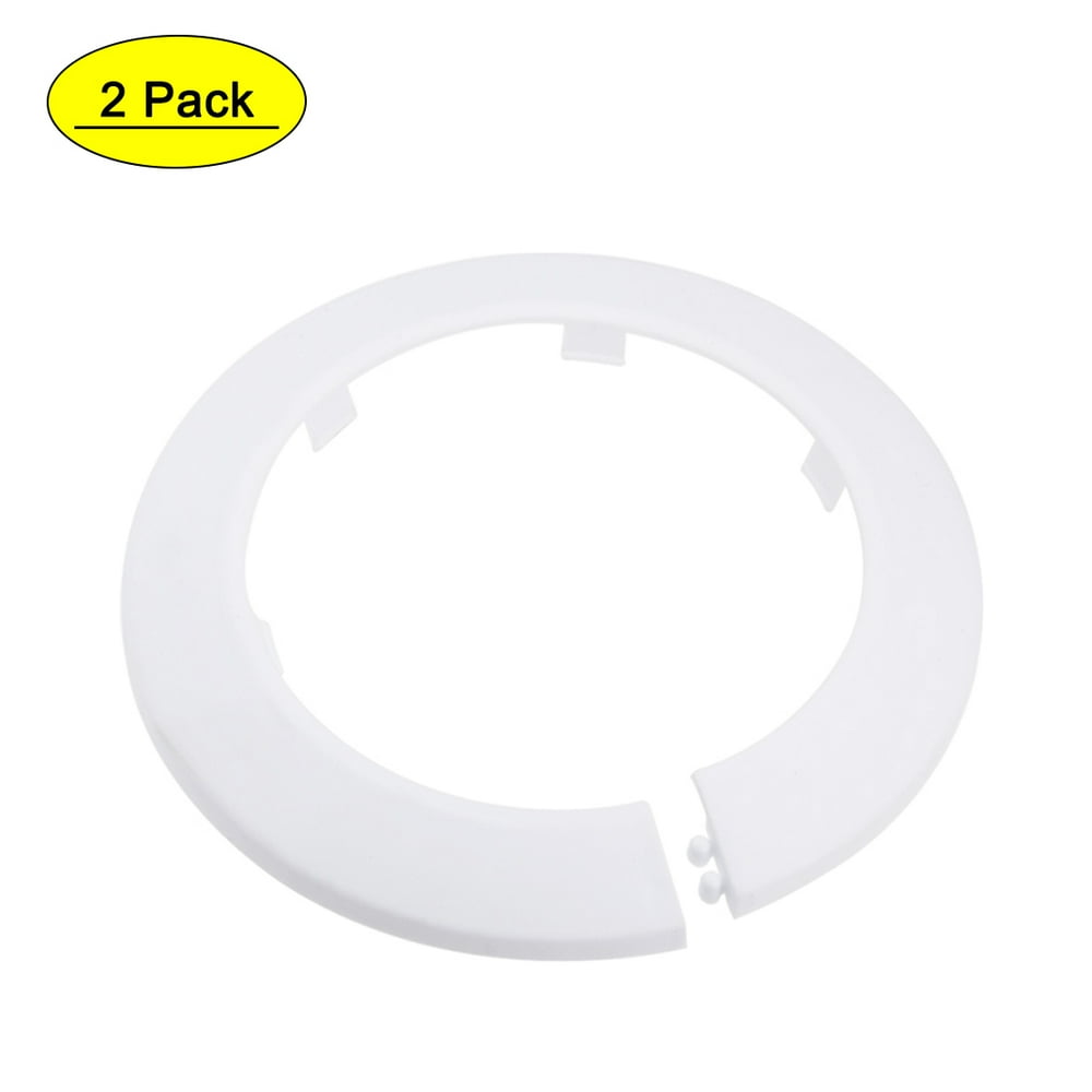 Uxcell 89mm PP Plastic White Water Pipe Cover Decoration 2 Pack