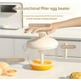 thumbnail image 3 of Ergonomic Multi-Blade Manual Egg Mixer, Press The Egg Beater Cup Manual, Hand Push Rotary Whisk Blender Cup, Semi-Automatic Multi-Function Blender For Whisking, Beating & Stirring (White), 3 of 6
