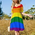 thumbnail image 2 of LGBT Casual Dress Pride Flag Stripe Stylish Dresses Elegant Dress Female V Neck Oversized Clothes, 2 of 6