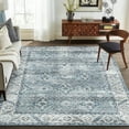 thumbnail image 4 of ReaLife Machine Washable Rug - Stain Resistant, Non-Shed - Eco-Friendly, Padded, Family & Pet Friendly - Made from Premium Recycled Fibers - Zara Distressed Vintage - Blue Ivory Grey - 3' x 5', 4 of 5