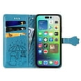 thumbnail image 3 of Allytechgroup Flip Wallet Case [Cat & Dog Cute Embossed Pattern] for iPhone 15 Pro with Card Slots Cash Holder, Magnetic Clasp Shockproof Kickstand Cover with Hand Strap, Blue, 3 of 7