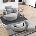 thumbnail image 3 of Lazy Chair with Ottoman,Swivel Chair with Half Moon Storage Ottoman,Round Oversized Swivel Barrel Chair for Living Room,360°Modern Accent Chair with 4 Pillows for Home, 3 of 9