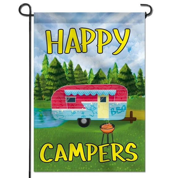 Anley Double Sided Summer Garden Flag - Decorative Happy Campers Vacation Garden Flags 18 X 12.5 Inches