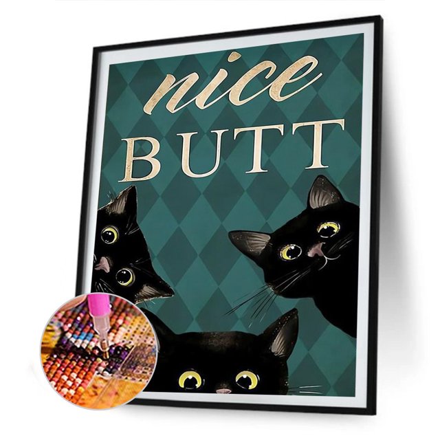 Cuadros Decorativos Kits de pintura de diamante 5D DIY Taladro redondo completo Pictórico de gato negro (B4444) Sywqhk Nuevos Originales