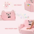 thumbnail image 6 of Kids Chairs for Toddler, 2-in-1 Toddler Soft Sherpa Couch Fold Out, Convertible Sofa to Lounger for Girls and Boys, Teddy Bear, Pink, 6 of 14