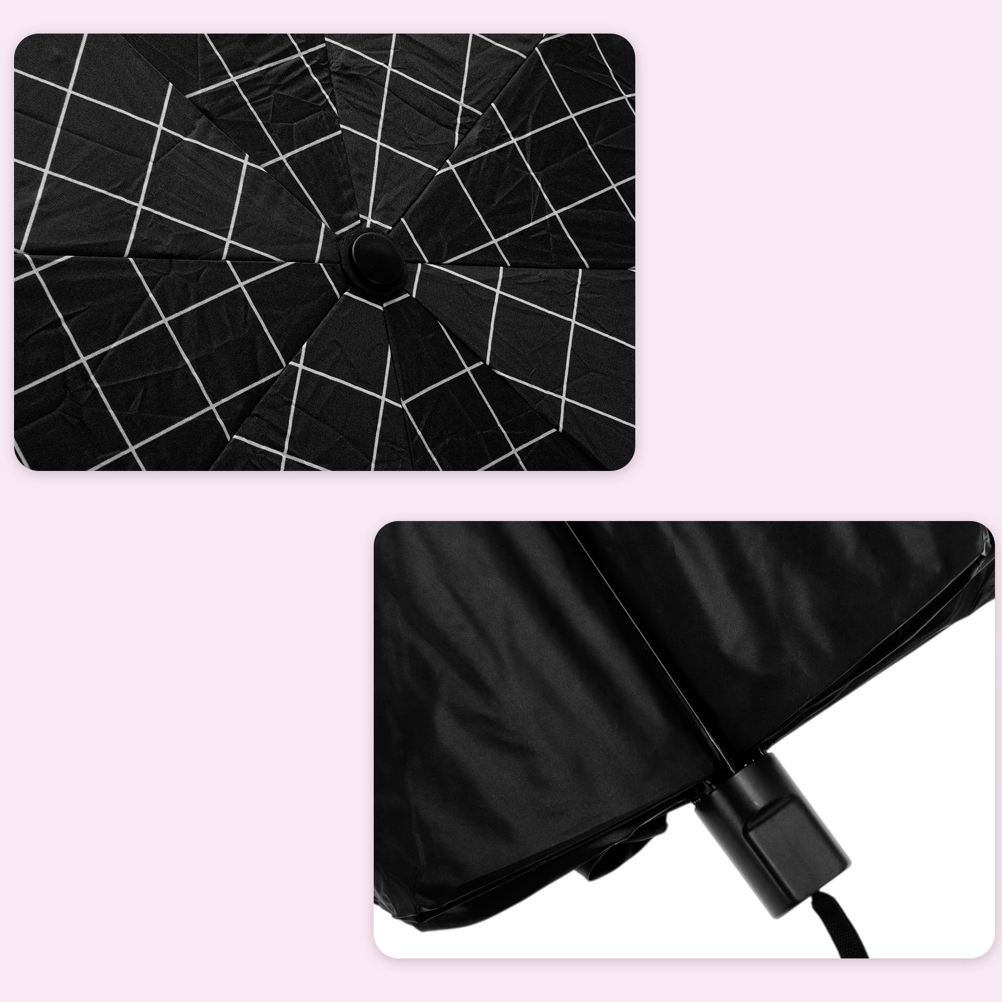 Unique Bargains Portable Manual Open Close Rain Windproof  Umbrella Black