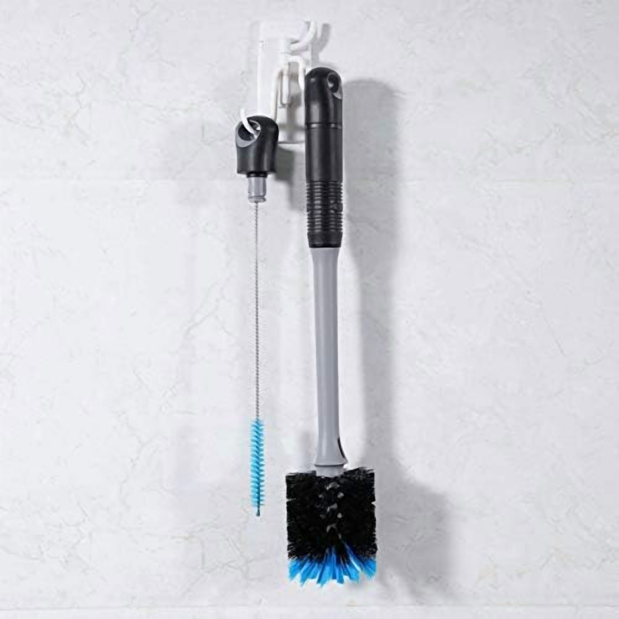 2-in-1 Bottle Brush with Straw Brush, Long Handle Water Bottle Scrubbing Brush, Built for Cleaning Sport Bottles, Baby Bottles, Water Bottles, Coffee Mugs, Wine Decanters, Flask, 1 Pack