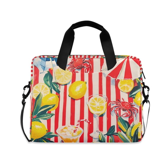 FORMRS 16" Laptop Bag Carrying Sleeve Case with Handle Travel Shoulder Briefcase, Red Striped Lemon