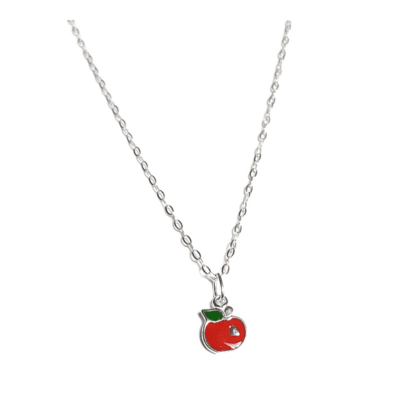 Sterling Silver Adjustable Red Apple Necklace Perfect for Layering