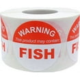 thumbnail image 1 of Étiquettes "Avertissement Ce Produit Peut Contenir du Poisson" / 1.5 Pouces Pouce Rond / 500 Pack, 1 of 1