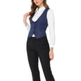 thumbnail image 4 of INSPIRE CHIC Vintage Vest for Women's Button Up Jacquard Steampunk Suit Waistcoat with Pockets XS Dark Blue, 4 of 6