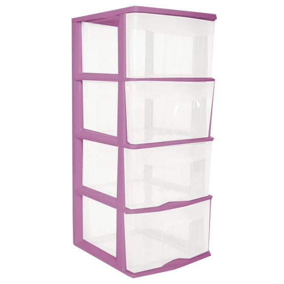 Caja Organizador de Plástico LIFTOR 4 Cajones Altos Y Amplios Rosa