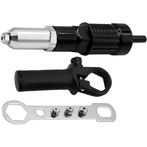 Pop Rivet Gun Tool, Professional Cordless Riveter Adapter Kit Riveter Nut Tool Drill Attachment for Cordless Electric Power Drill (4 Threaded Head Sizes: 2.4/3.2/4.0/4.8mm)