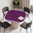 thumbnail image 2 of Dark Purple Geometric Round Fitted Tablecloth with Elastic Edge, Waterproof Table Cloth Table Cover for 45"-54" Tables, White Greek Key Design Abstract Modern Tablecloths for Dining Picnic Outdoor, 2 of 9