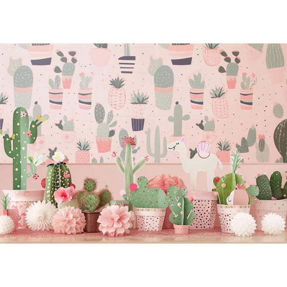 Allenjoy Pink Cactus Backdrop