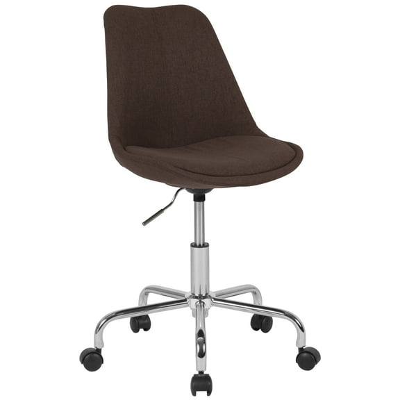 Flash Furniture Aurora Series Mid-Back Brown Fabric Task Office Chair with Pneumatic Lift and Chrome Base