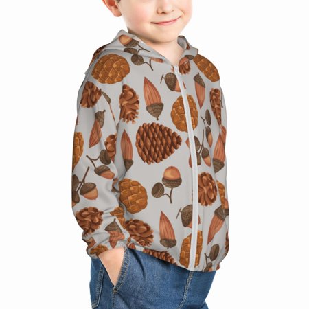 

Uemuo Pinecone Autumn Pattern Pattern Rash Guard for Boys Girls Long Sleeve Swim Shirts UPF 50+ UV Sun Protection Hooded Fishing Shirt with Pocket for Kid-4 Years